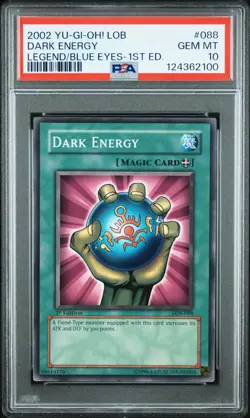 2002 YU-GI-OH! LOB-LEGEND OF BLUE EYES WHITE DRAGON 1ST ED DARK ENERGY PSA 10 - Image 1