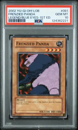 2002 YU-GI-OH! LOB-LEGEND OF BLUE EYES WHITE DRAGON 1ST ED FRENZIED PANDA PSA 10 - Image 1