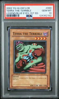 2002 YU-GI-OH! LOB-LEGEND OF BLUE EYES WHITE DRAGON TERRA THE TERRIBLE PSA 10 - Image 1