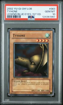2002 YU-GI-OH! LOB-LEGEND OF BLUE EYES WHITE DRAGON 1ST ED #063 TYHONE PSA 10 - Image 1