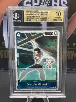 2024 One Piece ST03-005 Dracule Mihawk Jolly Roger Foil Premium Booster BGS 10 - Image 1