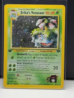 NM! 1st Edition Erika's Venusaur (4/132) Gym Challenge Holo Pokemon Card! - Image 1