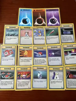Pokemon TCG Base 2 18 Card Bundle 15 Trainer 3 Energy Rare Vintage Binder WOTC - Image 1