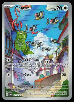 Chatot 181/162 Holo Illustration Rare Temporal Forces Pokemon Card - Image 1