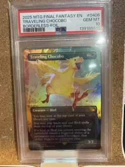 2025 MTG Final Fantasy Borderless-Foil #0406 Traveling Chocobo PSA 10 - Image 1