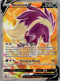 Skuntank V 180/195 Rare Ultra Silver Tempest Pokemon Near Mint - Image 1