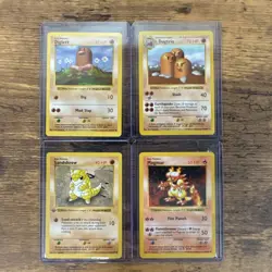 Pokemon TCG Base SHADOWLESS Lot 4 Diglett Dugtrio Sandshrew Magmar NM - Image 1