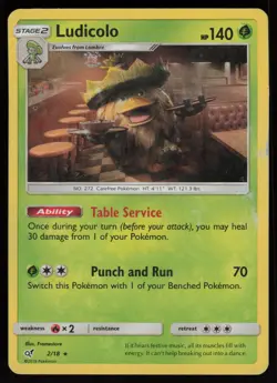 LUDICOLO 2/18 RARE DETECTIVE PIKACHU POKEMON HOLO HP - Image 1
