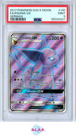 PSIANA GX POKEMON 140 2017 SUN & MOON FULL ART GERMAN PSA 9 - Image 1