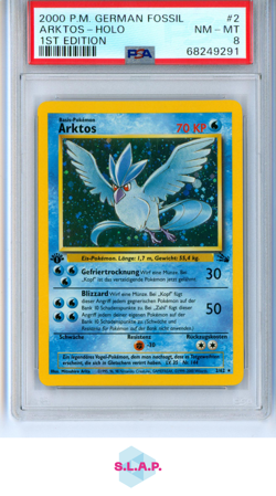 ARKTOS POKEMON 2 2000 FOSSIL HOLO DEUTSCH PSA 8 - Image 1