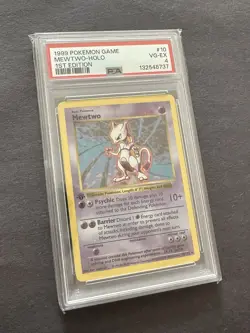 Pokemon Mewtwo 1st Edition Holo Base Set Shadowless 10/102 PSA 4 (1999) - Image 1