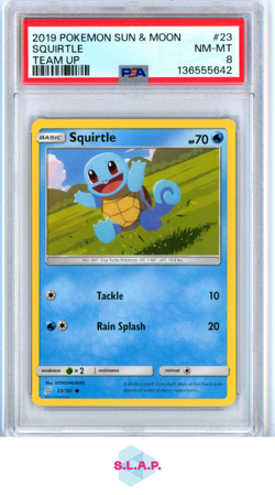 SQUIRTLE TEAM UP POKEMON SUN & MOON TEAM UP 2019 23 PSA 8 - Image 1
