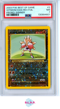 HITMONCHAN-REV.FOIL PROMO-WINNER POKEMON BEST OF GAME PROMO 2003 2 PSA 7 - Image 1