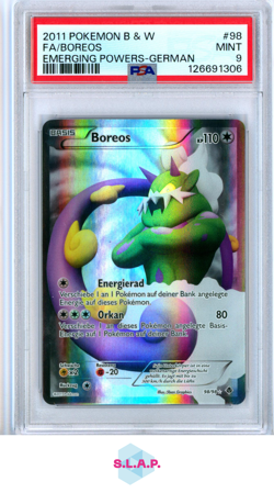 BOREOS POKEMON 98 2011 EMERGING POWERS FULL ART GERMAN PSA 9 - Image 1