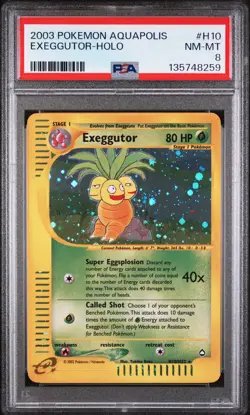 2003 POKEMON AQUAPOLIS #H10 EXEGGUTOR-HOLO PSA 8 - Image 1