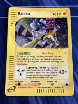 Raikou H26/H32 Skyridge Holo Rare Pokemon TCG Nintendo e-reader legendary HP - Image 1