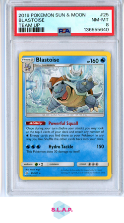 BLASTOISE TEAM UP POKEMON SUN & MOON TEAM UP 2019 25 PSA 8 - Image 1