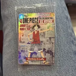Bandai Promo Holo One Piece CCG Monkey D. Luffy US Voyage P-055 5000 Power - Image 1