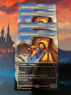 MTG Tarkir Dragonstorm Clarion Conqueror Borderless x 4 - Image 1