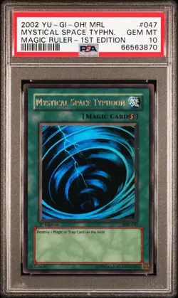 YUGIOH PSA 10 2002 Mystical Space Typhoon MRL-047 Ultra Rare 1st Edition - Image 1