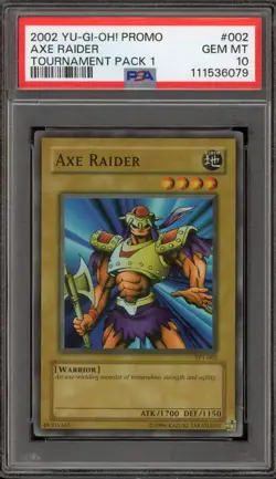 Yu-Gi-Oh! Axe Raider Tournament Pk. 1 Super Rare Promo TP1-002 PSA 10 Gem Mint - Image 1