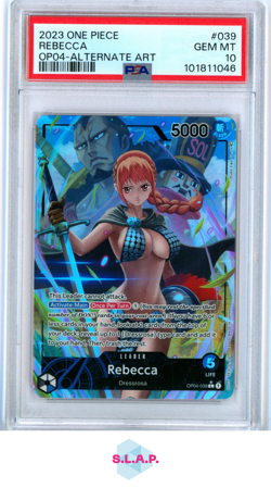 REBECCA ALTERNATE ART ONE PIECE OP04-KINGDOMS OF INTRIGUE 2023 039 PSA 10 - Image 1
