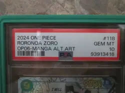 2024 ONE PIECE OP06-WINGS OF THE CAPTAIN MANGA ALTERNATE ART RORONOA ZORO PSA 10 - Image 4