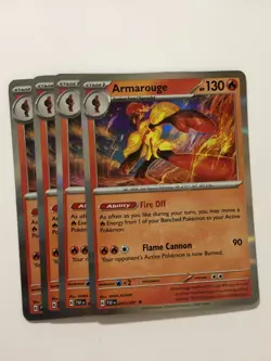 Pokemon Card Paldean Fates 4x Playset Holographic Armarouge 015/091 NM - Image 1