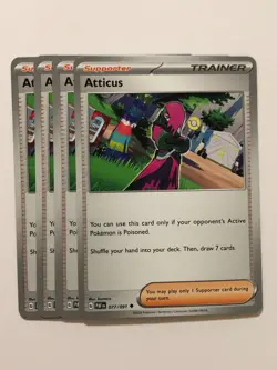 Pokemon Card Paldean Fates 4x Playset Atticus 077/091 NM - Image 1