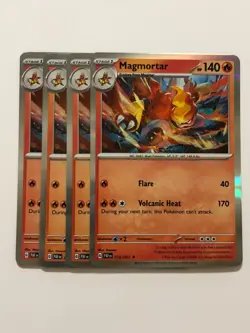 Pokemon Card Paldean Fates 4x Playset Holographic Magmotar 010/091 NM - Image 1