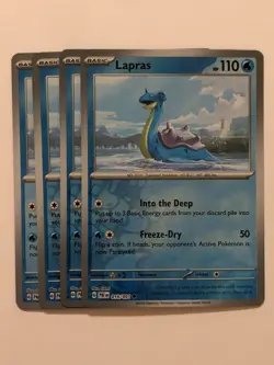 Pokemon Card Paldean Fates 4x Playset Reverse Holographic Lapras 016/091 NM - Image 1