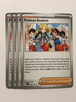 Pokemon Card Paldean Fates 4x Playset Paldean Student 085/091 NM - Image 1