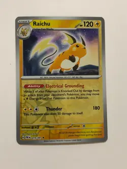 Pokemon Card Paldean Fates Reverse Holographic Raichu 019/091 NM - Image 1