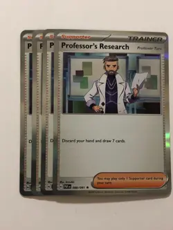 Pokemon Card Paldean Fates 4x Playset Holo Professor's Research Turo 088/091 NM - Image 1