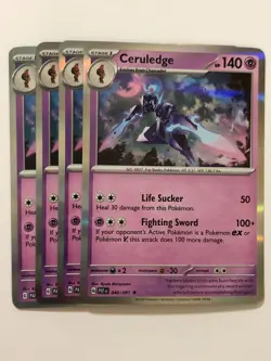 Pokemon Card Paldean Fates 4x Playset Holographic Ceruledge 040/091 NM - Image 1