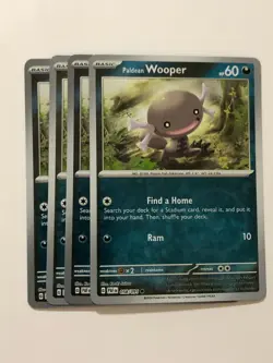 Pokemon Card Paldean Fates 4x Playset Reverse Holographic Wooper 058/091 NM - Image 1