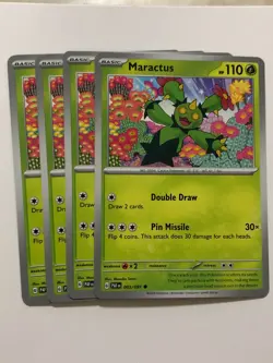 Pokemon Card Paldean Fates 4x Playset Maractus 003/091 NM - Image 1