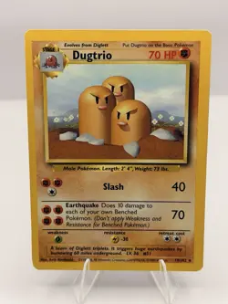 Pokemon Dugtrio Base Set 19/102 Rare Regular Stage 1 70 HP 1999 Card - Image 1