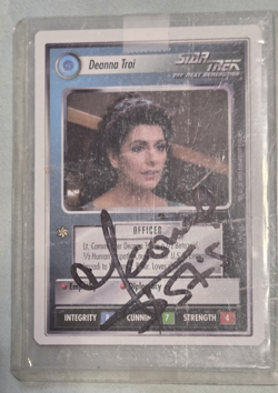 Deanna Troi & Tarsha Yar 1994 Star Trek CCG white cards - signed w/ certificate - Image 1