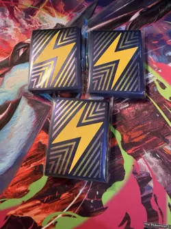 Pokemon Surging Sparks ETB 65 Lightning Bolt (3) Packs of Card Sleeves - Image 1