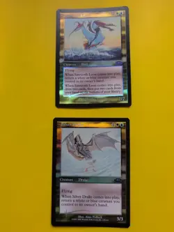 Silver Drake & Sawtooth Lion MTG 2 Card. Planeshift.OLD VINTAGE FOIL - Image 1