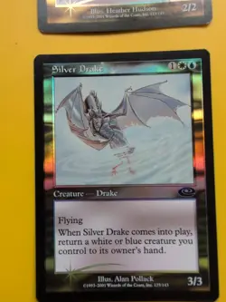 Silver Drake & Sawtooth Lion MTG 2 Card. Planeshift.OLD VINTAGE FOIL - Image 2