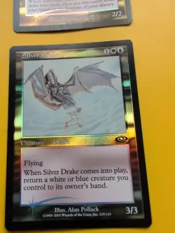 Silver Drake & Sawtooth Lion MTG 2 Card. Planeshift.OLD VINTAGE FOIL - Image 3