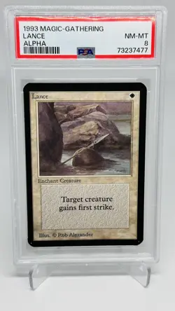 1993 MTG Magic the Gathering Alpha Lance Graded PSA 8 NM-MINT Vintage Uncommon - Image 1