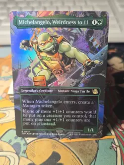 Michelangelo, Weirdness to 11 Borderless Teenage Mutant Ninja Turtles Foil MTG - Image 1