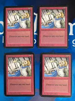 4x MTG Stone Rain Alpha Edition Magic: The Gathering Moderate Play Playset - Image 1