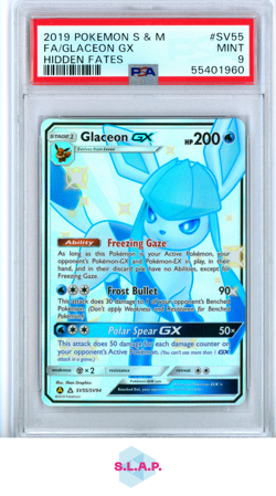 FA/GLACEON GX HIDDEN FATES POKEMON SUN & MOON HIDDEN FATES 2019 SV55 PSA 9 - Image 1