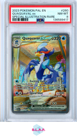 QUAQUAVAL EX SPECI4L ILL RARE POKEMON PAL EN-PALDEA EVOLVED 2023 260 PSA 8 - Image 1