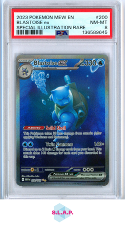 BLASTOISE EX SPECI4L ILLUSTRATION RARE POKEMON MEW EN-151 2023 200 PSA 8 - Image 1