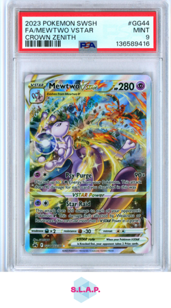 FA/MEWTWO VSTAR CROWN ZENITH POKEMON SWSH CROWN ZENITH 2023 GG44 PSA 9 - Image 1